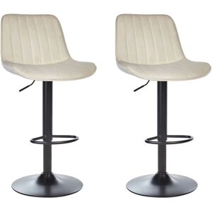 Beliani Set of 2 Light Beige Velvet Bar Stools - Bar Stools Beliani Set of 2 Light Beige Velvet Bar Stools - Bar Stools