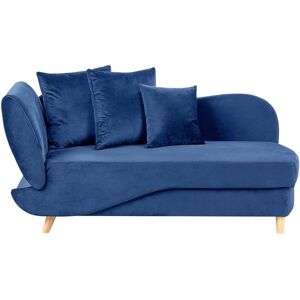 Beliani Blue Velvet Left Hand Chaise Lounge - Living Room Seating Beliani Blue Velvet Left Hand Chaise Lounge - Living Room Seating
