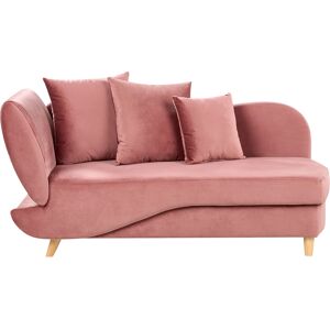 Beliani Pink Velvet Left Hand Chaise Lounge - Living Room Seating Beliani Pink Velvet Left Hand Chaise Lounge - Living Room Seating
