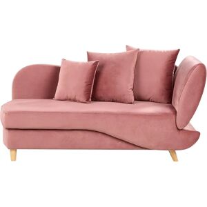 Beliani Pink Velvet Right Hand Chaise Lounge with Storage - Living Room Seating Beliani Pink Velvet Right Hand Chaise Lounge with Storage - Living Room Seating