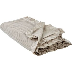 Beliani Bedspread Taupe Cotton 220 x 200 cm with Frill - Bedspread Beliani Bedspread Taupe Cotton 220 x 200 cm with Frill - Bedspread