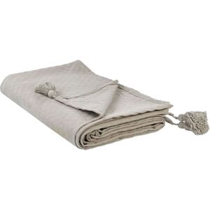 Beliani Taupe Cotton 150x200 Bedspread - Quilt Beliani Taupe Cotton 150x200 Bedspread - Quilt