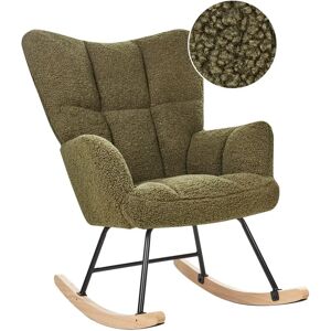 Beliani Dark Green Boucle Rocking Chair - Modern Furniture Beliani Dark Green Boucle Rocking Chair - Modern Furniture