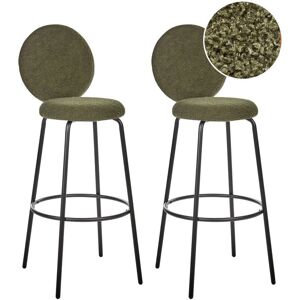 Beliani Set of 2 Modern Green Boucle Bar Stools - Bar Stool Beliani Set of 2 Modern Green Boucle Bar Stools - Bar Stool