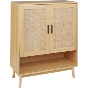 Beliani Light Wood Boho Rattan Sideboard 2 Door Shelf Hallway Beliani Light Wood Boho Rattan Sideboard 2 Door Shelf Hallway
