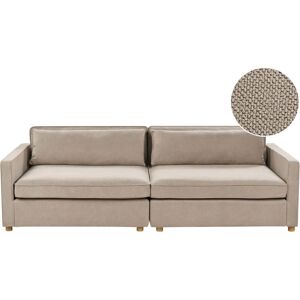 Beliani Modern 3-Seater Sofa Beige Gray Wood Legs Beliani Modern 3-Seater Sofa Beige Gray Wood Legs