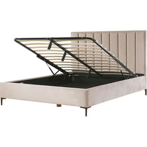 Beliani Bed Frame Taupe Velvet EU Super King Size - Bed Type Beliani Bed Frame Taupe Velvet EU Super King Size - Bed Type