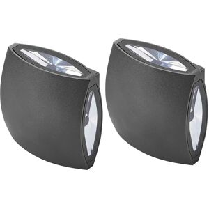 Beliani Set of 2 Outdoor Wall LED Light Lamps Black Aluminium - Modern Design Beliani Set of 2 Outdoor Wall LED Light Lamps Black Aluminium - Modern Design