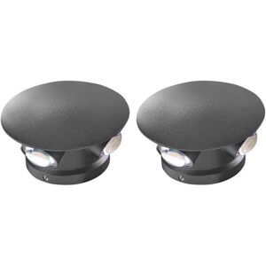 Beliani Set of 2 Modern Black Aluminum Outdoor Wall LED Lights Beliani Set of 2 Modern Black Aluminum Outdoor Wall LED Lights