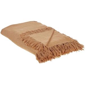 Beliani Bedspread Brown Cotton Fabric 220 x 240 cm with Tassels - Bedspread Beliani Bedspread Brown Cotton Fabric 220 x 240 cm with Tassels - Bedspread