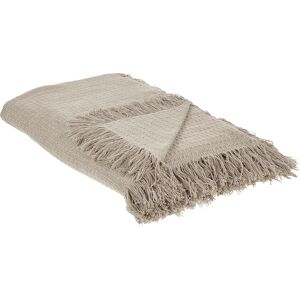 Beliani Bedspread Taupe Cotton Fabric 220 x 240 cm with Tassels Decorative Throw Blanket Bedding Classic Design Bedroom - Bedspread Beliani Bedspread Taupe Cotton Fabric 220 x 240 cm with Tassels Decorative Throw Blanket Bedding Classic Design Bedroom - Bedspread
