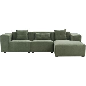 Beliani Corner Sofa Dark Green Chenille 3-Seater Modern Style Beliani Corner Sofa Dark Green Chenille 3-Seater Modern Style