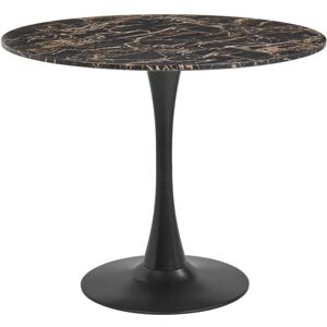 Beliani Round Industrial Style Dining Table - Black Marble MDF Top - 90cm Beliani Round Industrial Style Dining Table - Black Marble MDF Top - 90cm