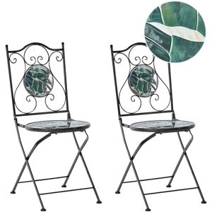 Beliani Puutarhakalusteet - Vintage Taitettava Metallinen Keraaminen Mosaikki - Vihreä Beliani Puutarhakalusteet - Vintage Taitettava Metallinen Keraaminen Mosaikki - Vihreä