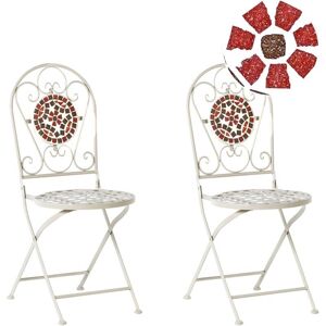 Beliani Spello - White Vintage Mosaic Garden Chairs Beliani Spello - White Vintage Mosaic Garden Chairs