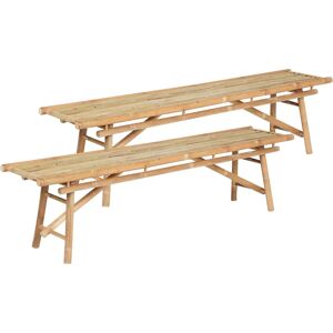 Beliani Garden Bench Set - 2 Elegant Bamboo Outdoor Benches Beliani Garden Bench Set - 2 Elegant Bamboo Outdoor Benches