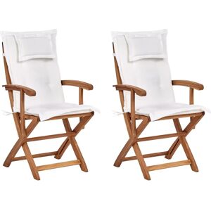 Beliani - Garden Chairs Set with Cushions - Rustic Foldable Acacia Furniture Beliani - Garden Chairs Set with Cushions - Rustic Foldable Acacia Furniture