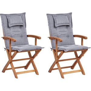 Beliani Acacia Wood Garden Chairs Set - Rustic Style Outdoor Furniture Beliani Acacia Wood Garden Chairs Set - Rustic Style Outdoor Furniture