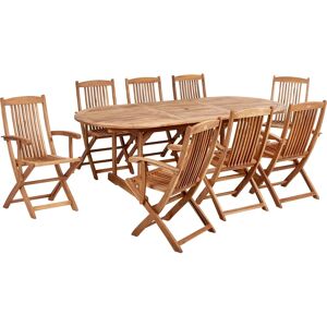 Beliani - Garden Set 8 Seater Acacia Wood with Oval Table & Folding Chairs Beliani - Garden Set 8 Seater Acacia Wood with Oval Table & Folding Chairs