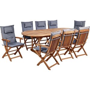 Beliani Light Acacia Garden Set - 8 Seats Rustic Style Beliani Light Acacia Garden Set - 8 Seats Rustic Style