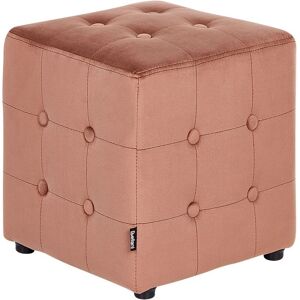 Beliani Wisconsin Pink Velvet Cube Pouf - Furniture Beliani Wisconsin Pink Velvet Cube Pouf - Furniture
