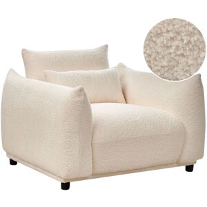 Beliani Jamsa Bouclé White Armchair - Modern Beliani Jamsa Bouclé White Armchair - Modern
