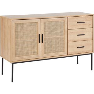 Beliani Pasco Light Wood Rattan Sideboard Beliani Pasco Light Wood Rattan Sideboard