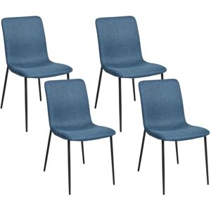 Beliani Dark Blue Upholstered Dining Chairs - Modern Elegant Set of 4 Beliani Dark Blue Upholstered Dining Chairs - Modern Elegant Set of 4