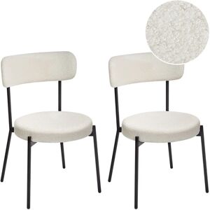 Beliani Allison White Boucle Modern Dining Chairs Set of 2 Beliani Allison White Boucle Modern Dining Chairs Set of 2