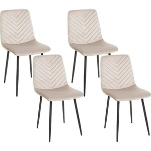 Beliani Modern Beige Velvet Dining Chairs - Dining Chairs Beliani Modern Beige Velvet Dining Chairs - Dining Chairs