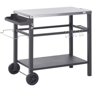 Beliani Garden Cart with Stainless Steel Top - Modern Black Beliani Garden Cart with Stainless Steel Top - Modern Black