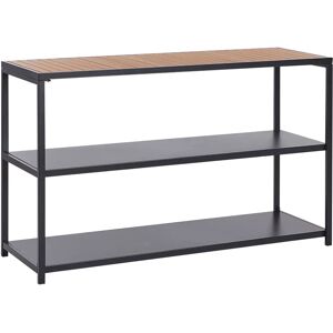 Beliani - Modern Garden Kitchen Island - Black Steel & Plastic Wood - 150x50x90 cm Beliani - Modern Garden Kitchen Island - Black Steel & Plastic Wood - 150x50x90 cm