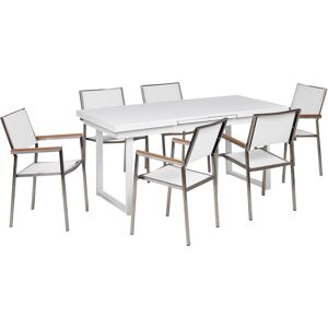 Beliani - Garden Set 6 Seats Outdoor Furniture Aluminum Stainless Steel White Valcanetto/Grosseto Beliani - Garden Set 6 Seats Outdoor Furniture Aluminum Stainless Steel White Valcanetto/Grosseto