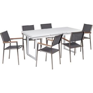 Beliani Modern Garden Dining Set - 6 Seats, White/Gray Beliani Modern Garden Dining Set - 6 Seats, White/Gray