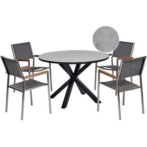 Beliani Garden Furniture Set - Gray Aluminum Steel Ceramic Glass Table & Chairs Beliani Garden Furniture Set - Gray Aluminum Steel Ceramic Glass Table & Chairs