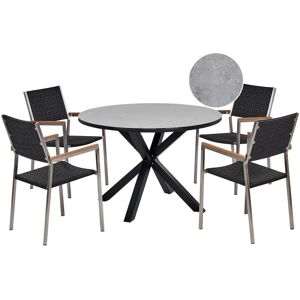 Beliani Garden Set 4-Piece Aluminum Glass Top Chairs Beliani Garden Set 4-Piece Aluminum Glass Top Chairs