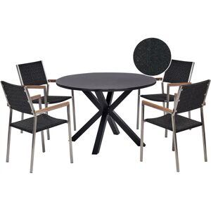 Beliani Garden Set - Modern Black Aluminum & Rattan 4-Piece Beliani Garden Set - Modern Black Aluminum & Rattan 4-Piece