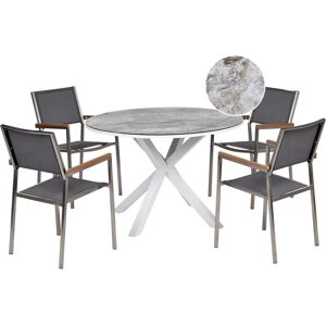 BELIANI Garden Set - Modern Marble Effect 4-Piece Outdoor Furniture BELIANI Garden Set - Modern Marble Effect 4-Piece Outdoor Furniture