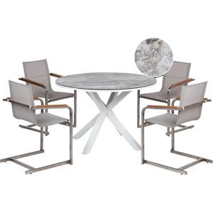 Beliani Garden Set - Modern White Aluminum Table & Chairs Beliani Garden Set - Modern White Aluminum Table & Chairs