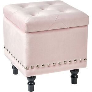 Beliani Loretto Pastel Pink Velvet Pouffe - Pouffe Beliani Loretto Pastel Pink Velvet Pouffe - Pouffe