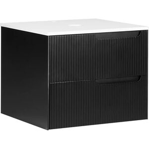 Beliani Modern Wall-Mounted Black MDF Bathroom Cabinet with 2 Drawers Beliani Modern Wall-Mounted Black MDF Bathroom Cabinet with 2 Drawers