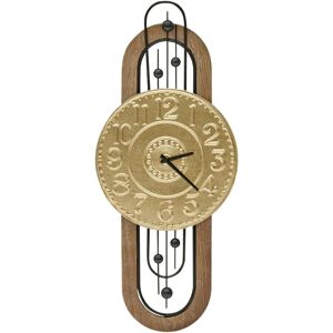Beliani Wooden Vintage Retro Wall Clock - Gold - Wall Clock Beliani Wooden Vintage Retro Wall Clock - Gold - Wall Clock