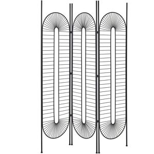 Beliani Room Divider Black Metal 3 Panel Foldable Decorative Screen - Room Divider Beliani Room Divider Black Metal 3 Panel Foldable Decorative Screen - Room Divider