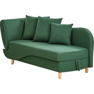 Beliani - Green Meri ii Linen Fabric Left Storage Chaise Longue Beliani - Green Meri ii Linen Fabric Left Storage Chaise Longue