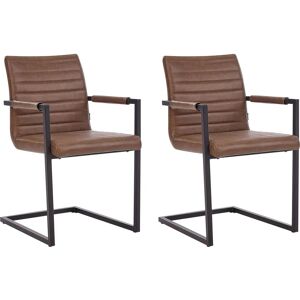 Beliani Buford Brown Synthetic Leather Dining Chairs - Chair Beliani Buford Brown Synthetic Leather Dining Chairs - Chair