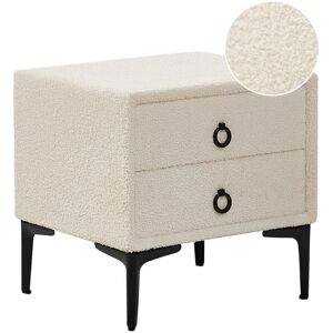 BELIANI Sezanne Nightstand - Modern, 2-Drawer, White, Bouclé BELIANI Sezanne Nightstand - Modern, 2-Drawer, White, Bouclé