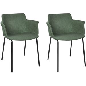 Beliani Set of 2 Modern Green Polyester Dining Chairs Beliani Set of 2 Modern Green Polyester Dining Chairs
