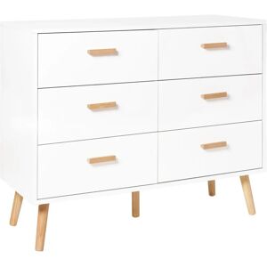 Beliani Newark III White Scandinavian 6-Drawer Dresser Beliani Newark III White Scandinavian 6-Drawer Dresser