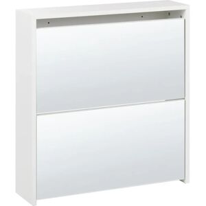 Beliani Midfield White Mirror Shoe Cabinet with 2 Compartments Beliani Midfield White Mirror Shoe Cabinet with 2 Compartments