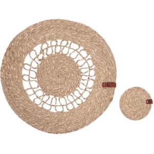 Beliani - Handmade Seaweed Natural Round Tableware Set - Boho Style Beliani - Handmade Seaweed Natural Round Tableware Set - Boho Style